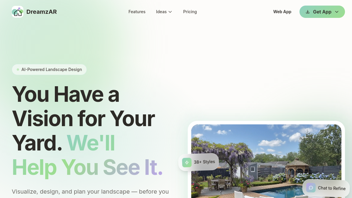 DreamzAR AI Landscape Design官网截图