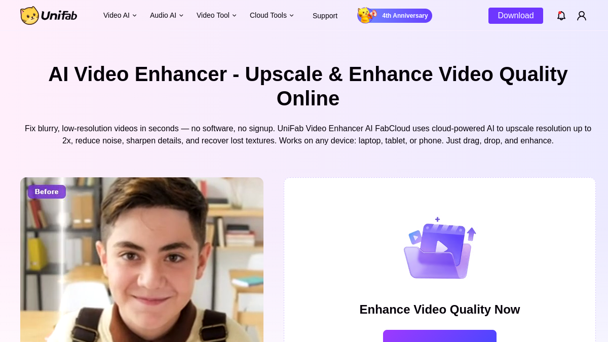 UniFab Video Enlarger AI官网截图