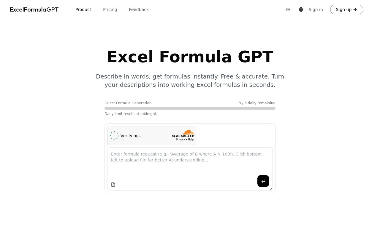 ExcelFormulaGPT官网截图