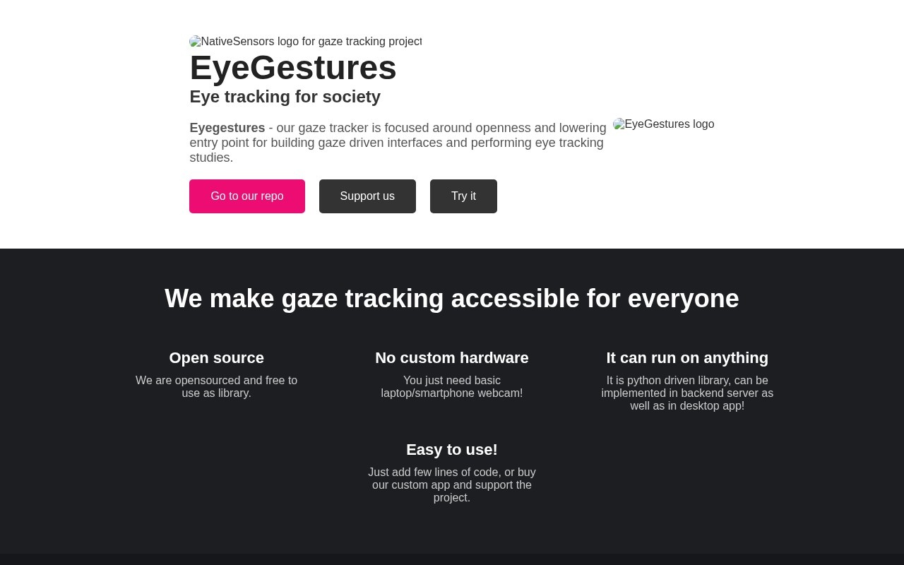 EyeGestures官网截图