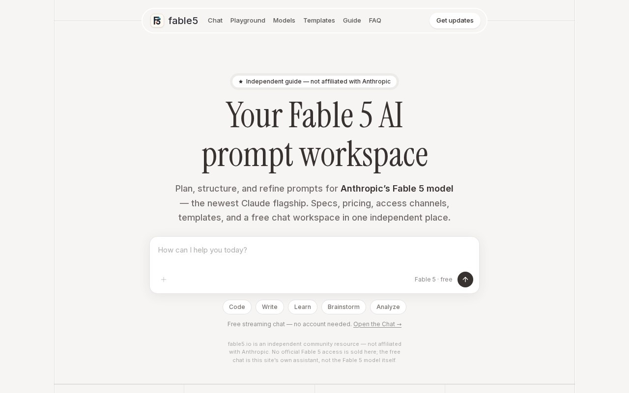 Fable 5官网截图