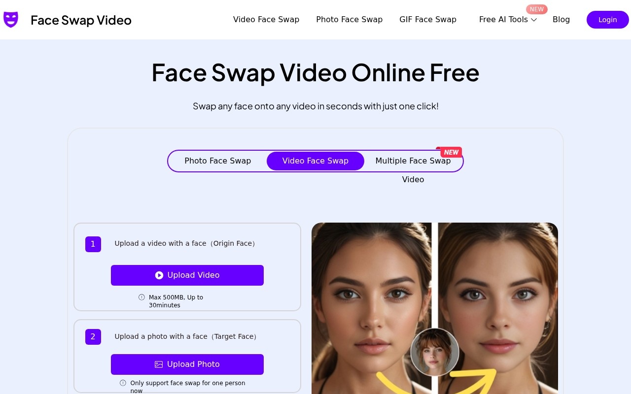 FaceSwapVideo官网截图