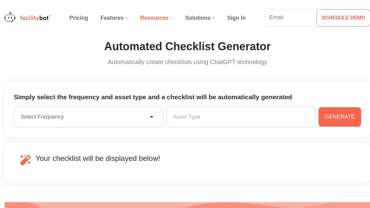FacilityBot's Checklist Generator官网截图
