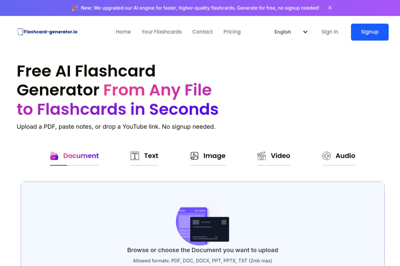 Flashcard Generator官网截图