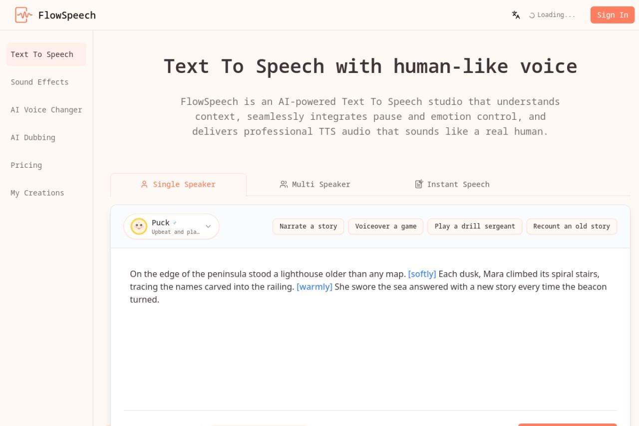 FlowSpeech官网截图