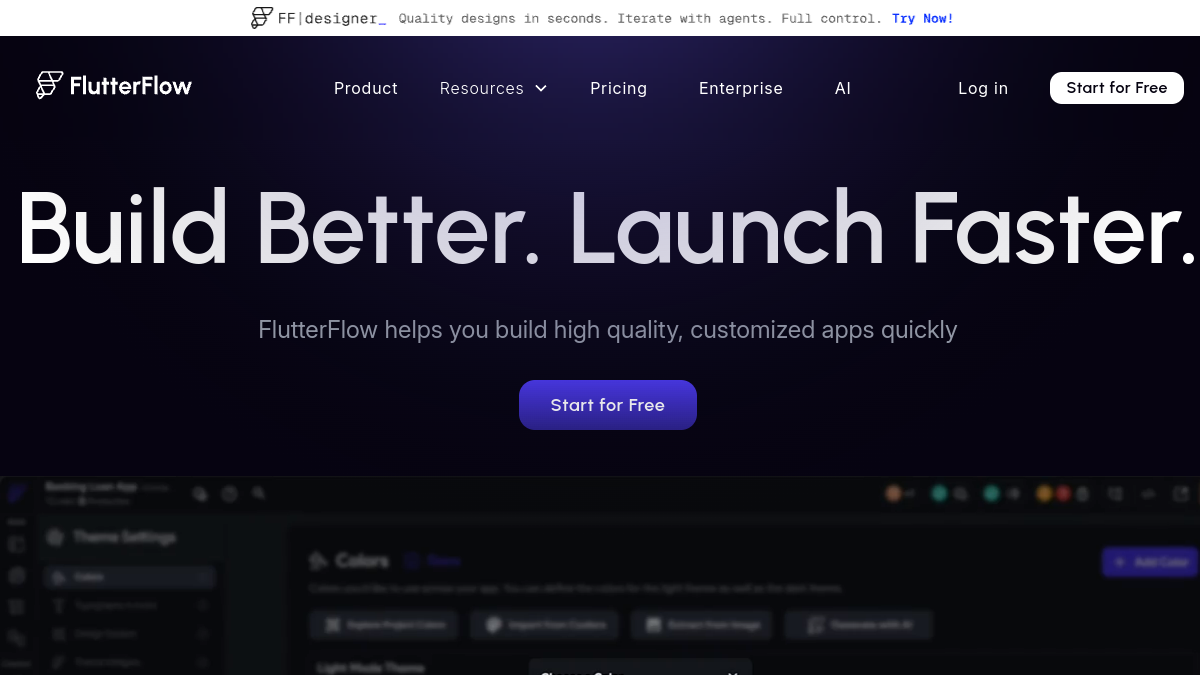 FlutterFlow官网截图