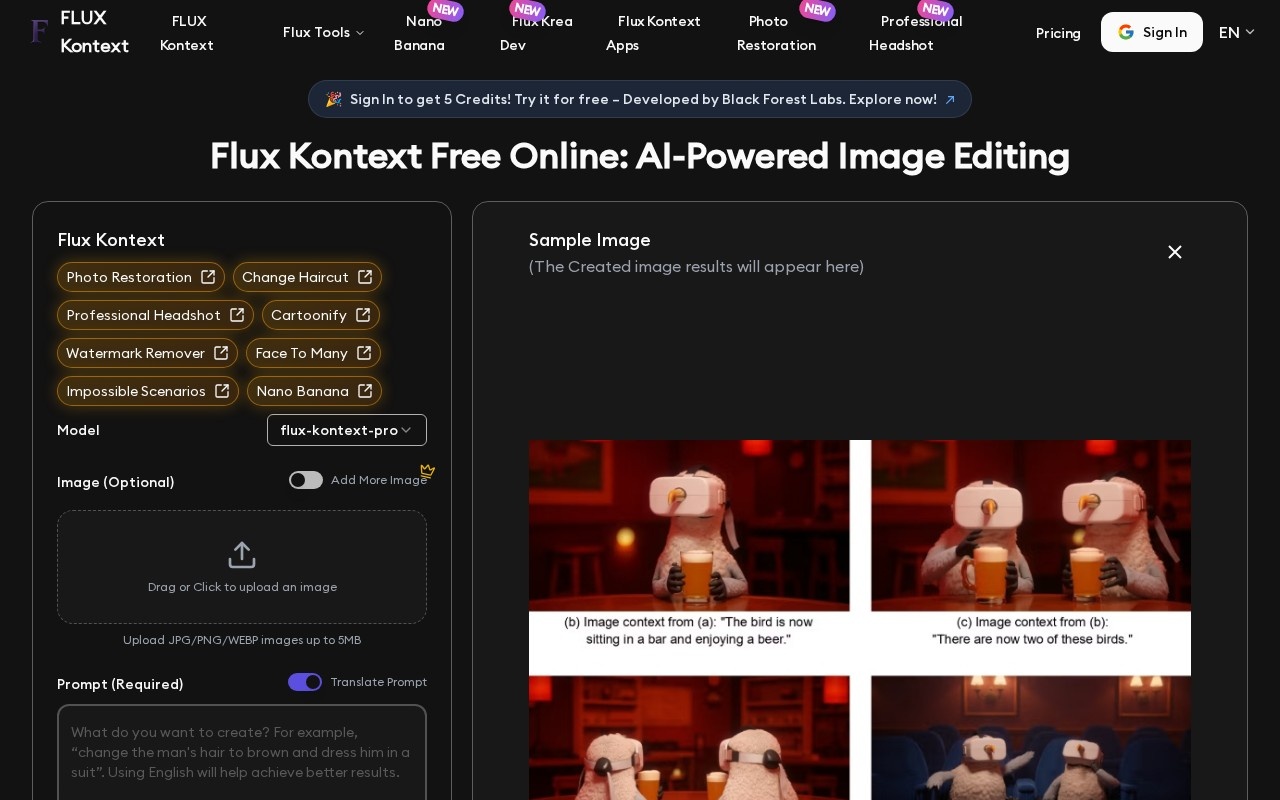 Flux Kontext官网截图