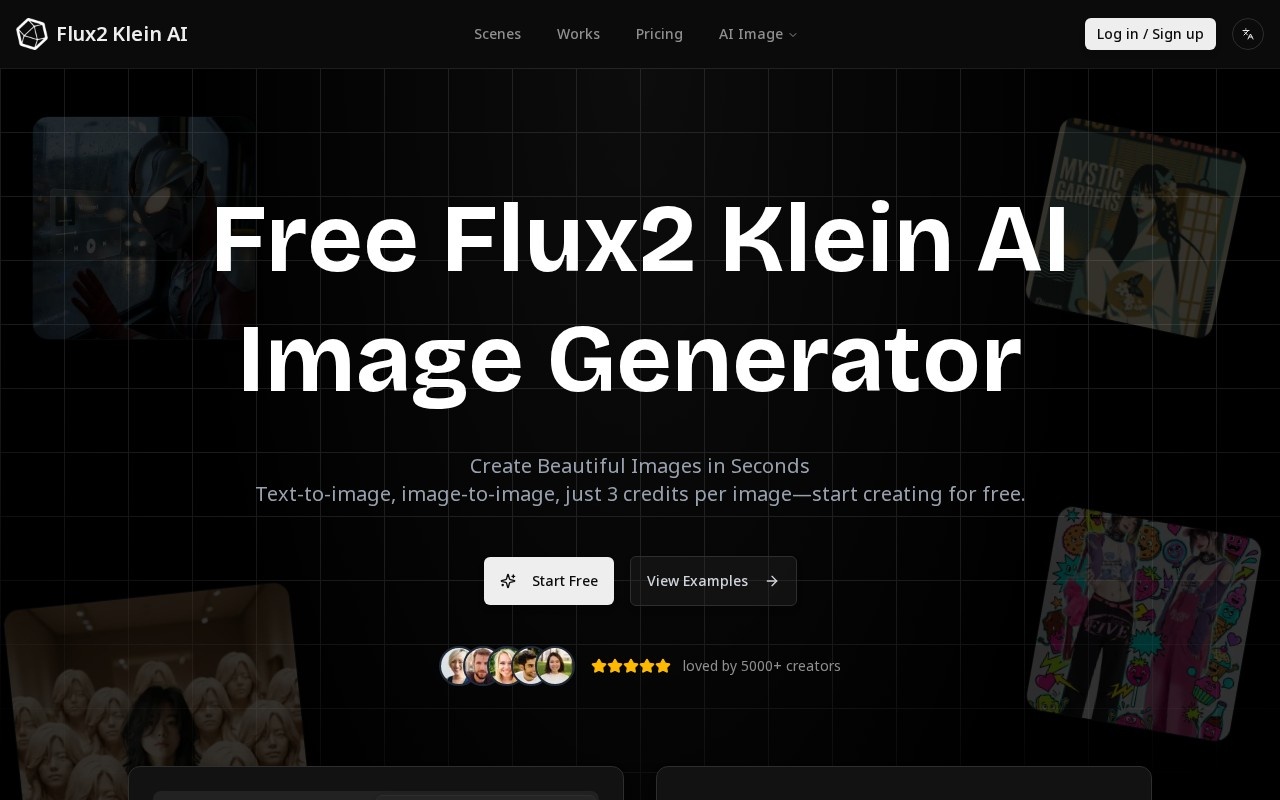 Flux2 Klein AI Image Generator — Ultra-Fast Sub-Second Generation & Editing, Multi-Model Playground官网截图