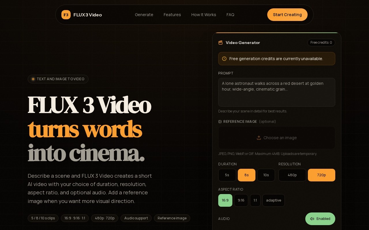 FLUX 3 Video官网截图