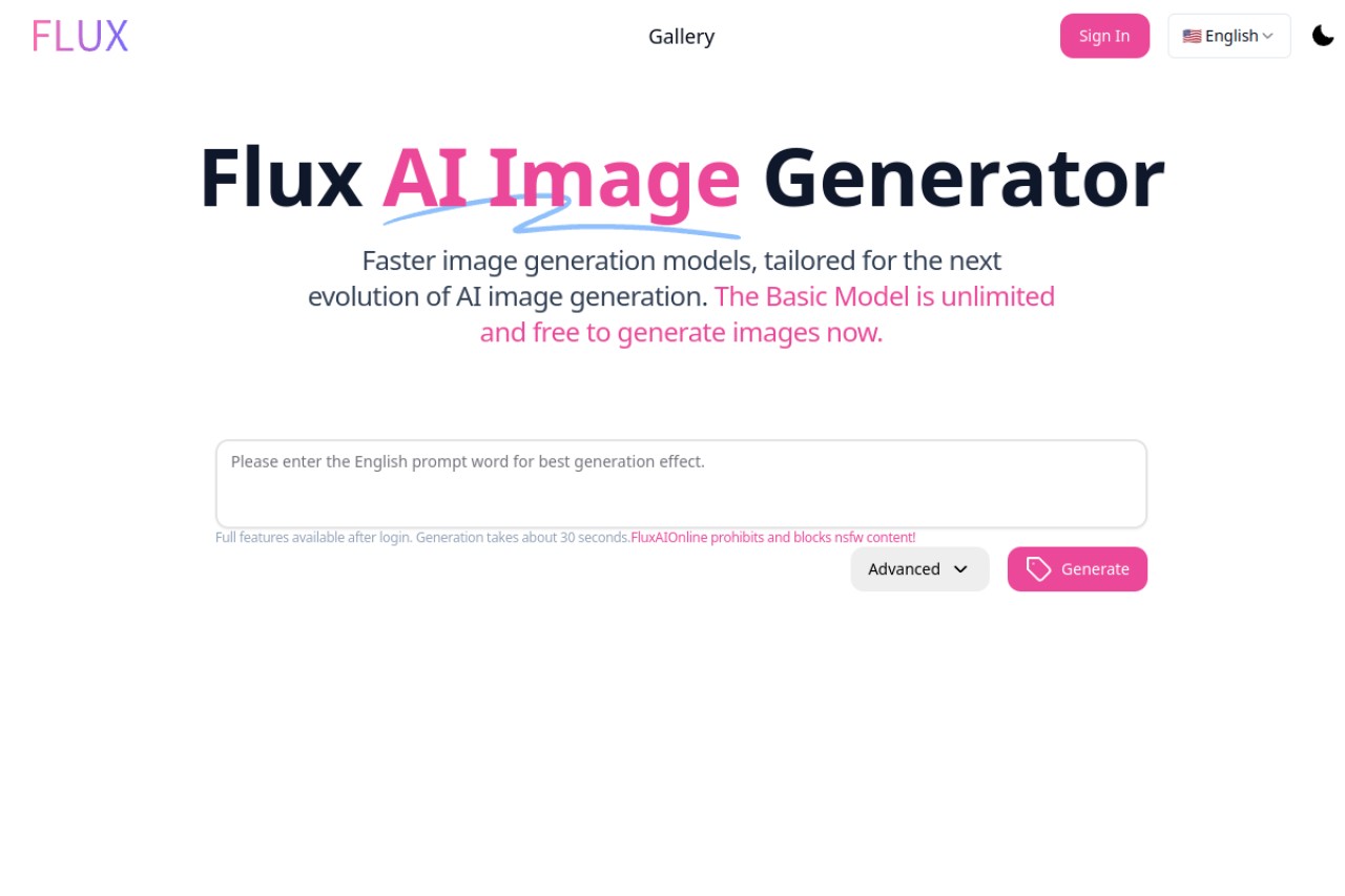 Flux AI Image Generator官网截图