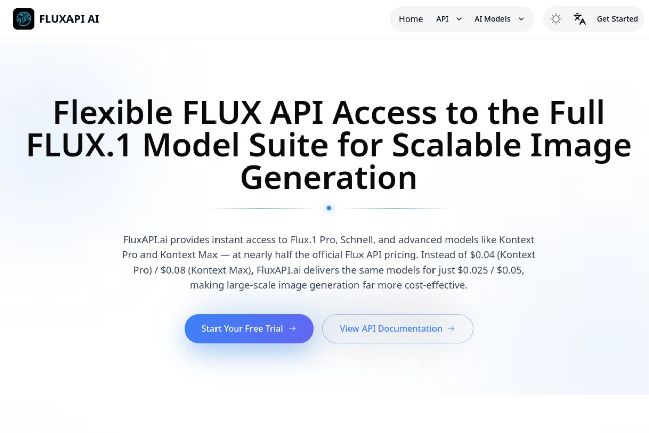 FluxAPI.ai: Affordable & Multi-Model FLUX.1 Image Generation API官网截图