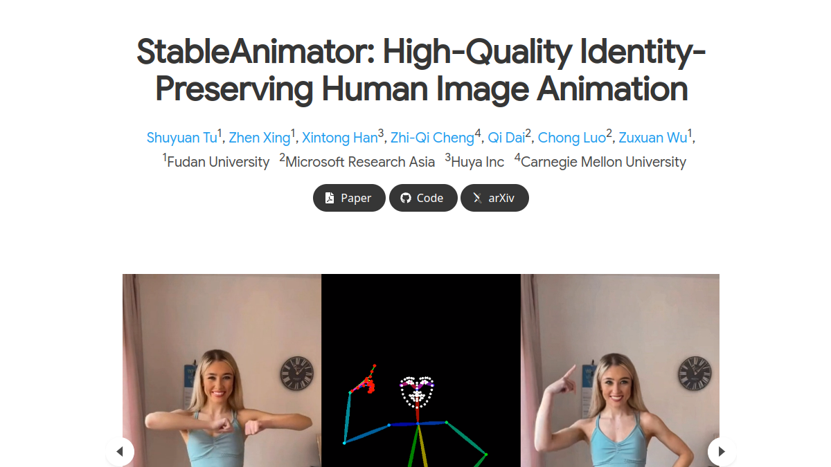 StableAnimator官网截图