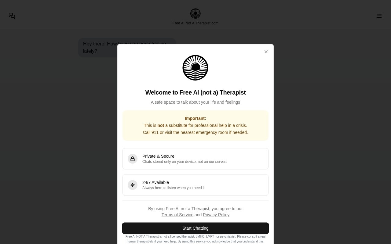 Free AI (not a) Therapist官网截图