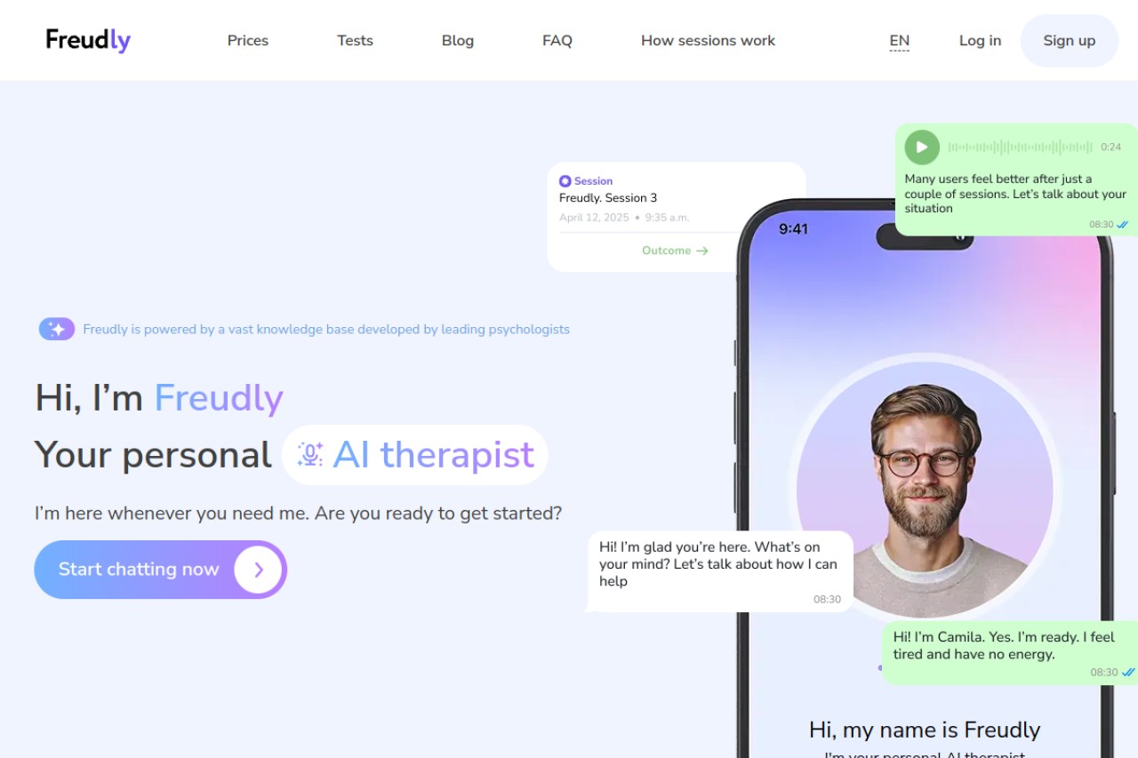 Freudly — AI Therapist官网截图