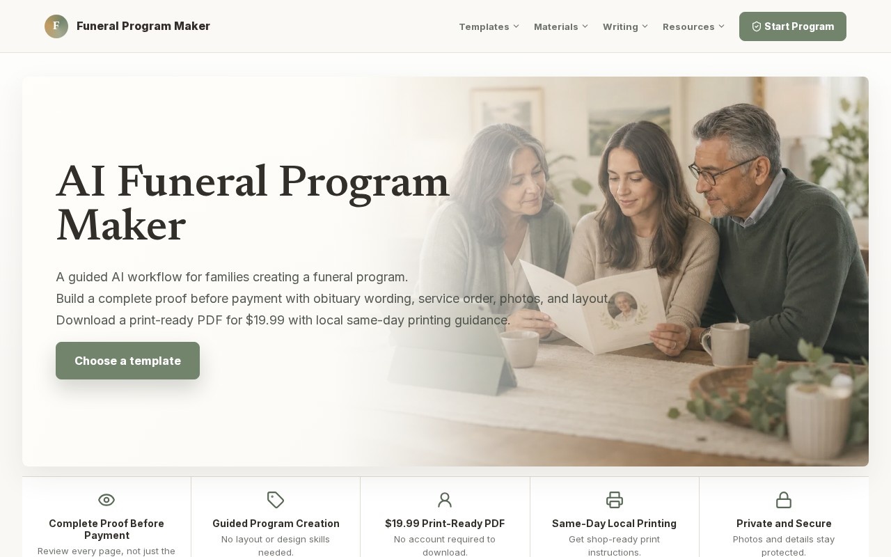 AI Funeral Program Maker官网截图