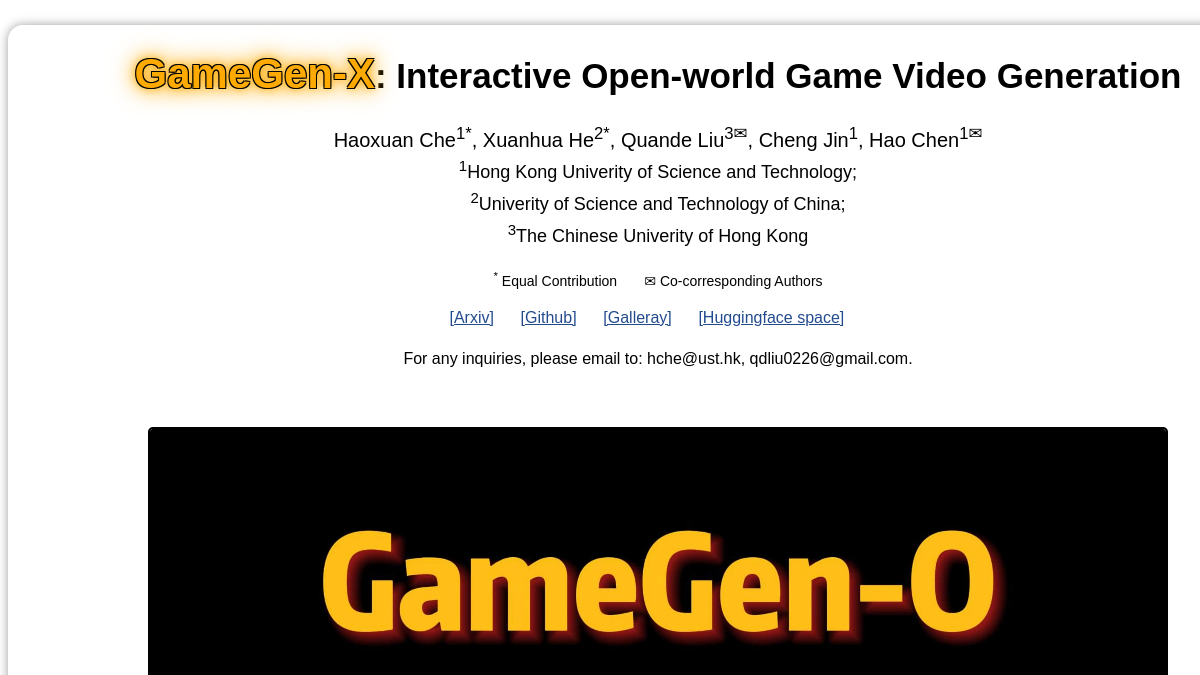 GameGen-X官网截图
