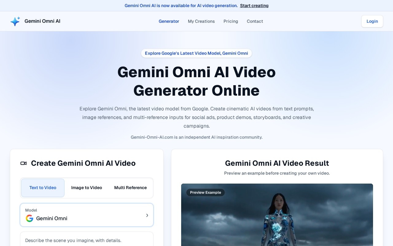 Gemini Omni AI官网截图