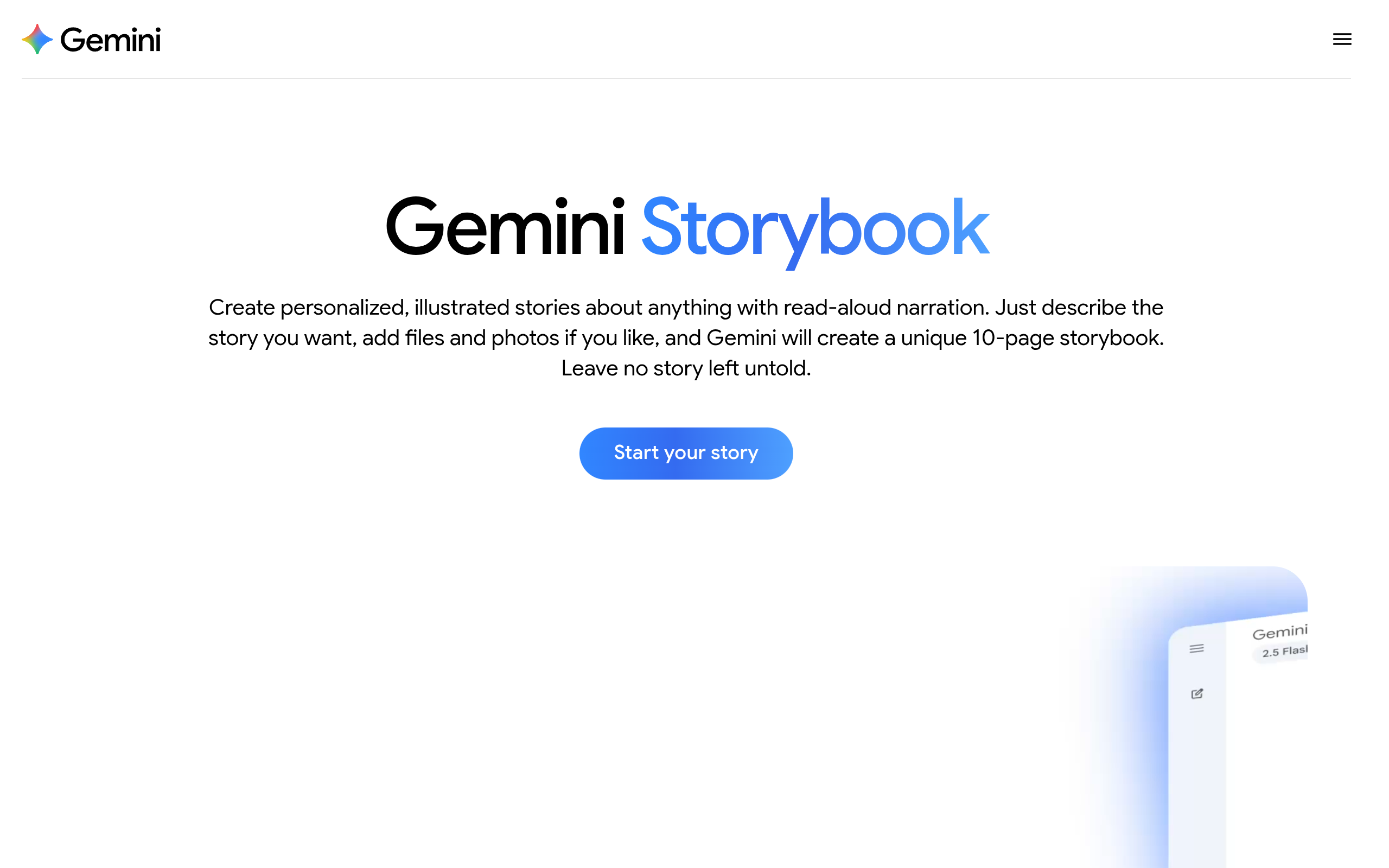 Gemini Storybook官网截图