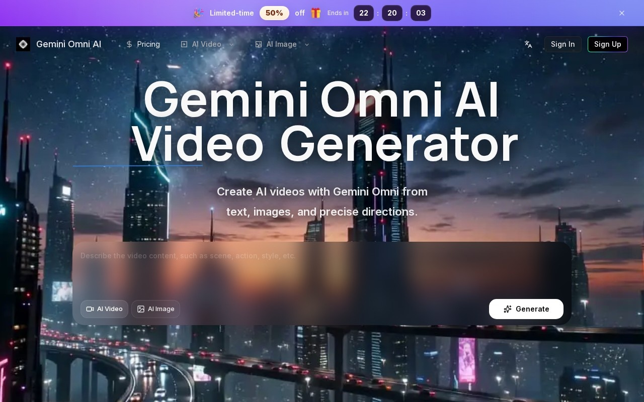 Gemini Omni AI Video官网截图