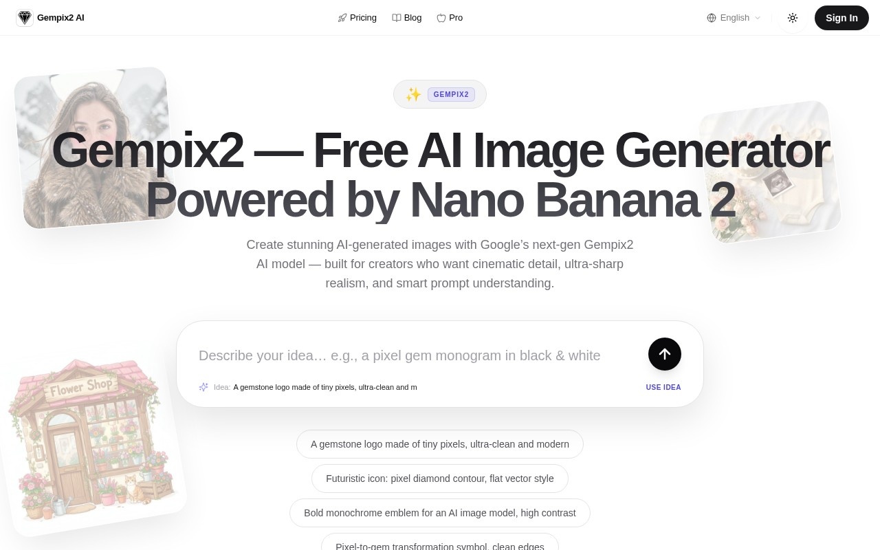 Gempix 2 AI Image Generator官网截图