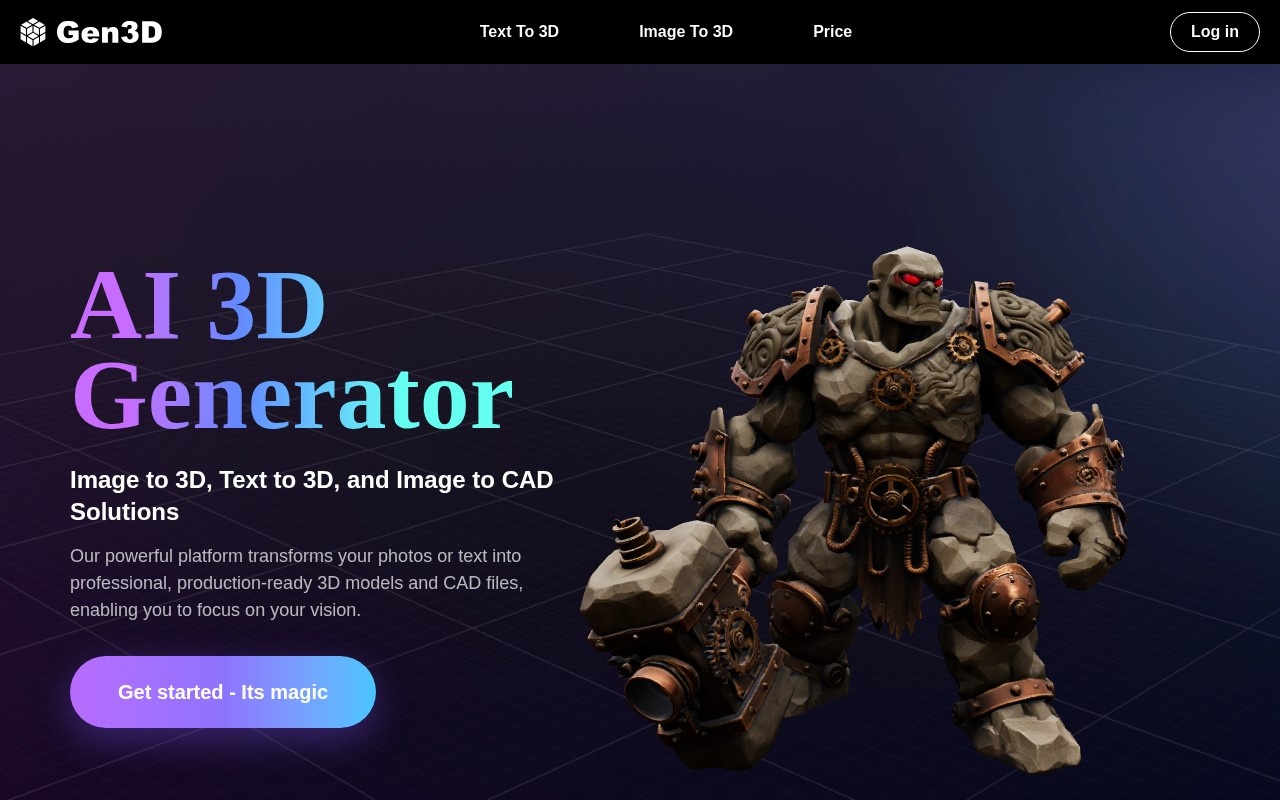 Gen3D - AI 3D Generator官网截图
