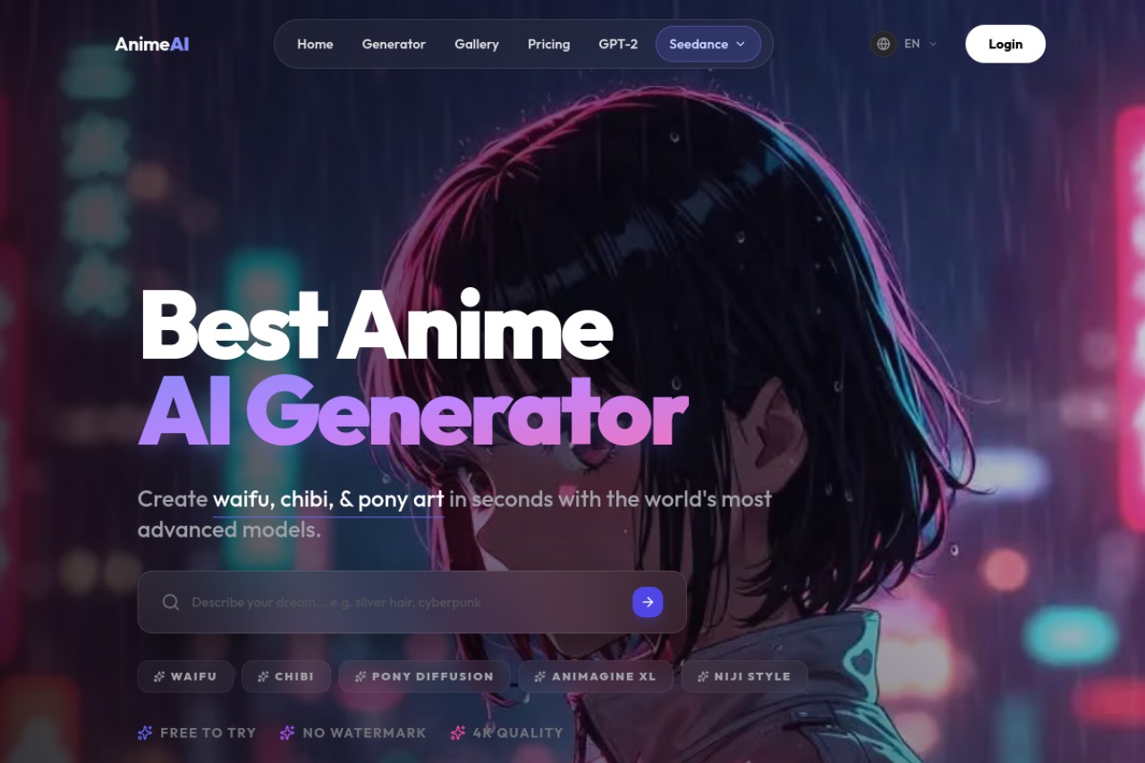 AnimeAI官网截图