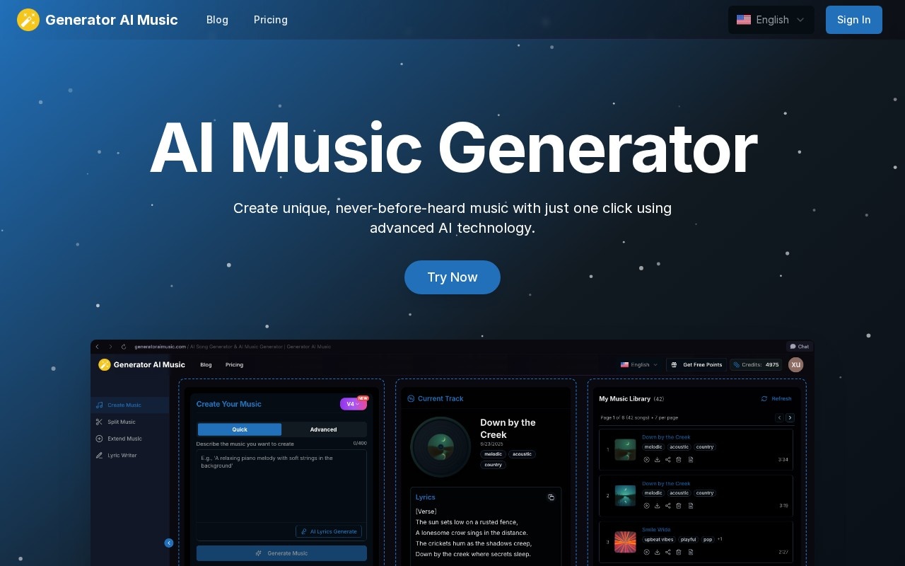 Generator AI Music官网截图