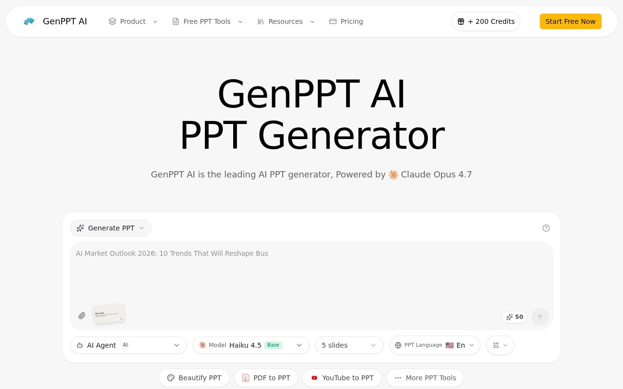GenPPT AI官网截图