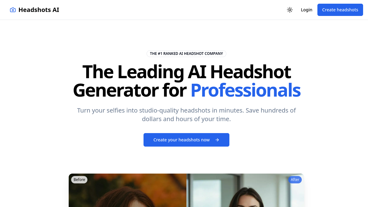 Headshots AI官网截图