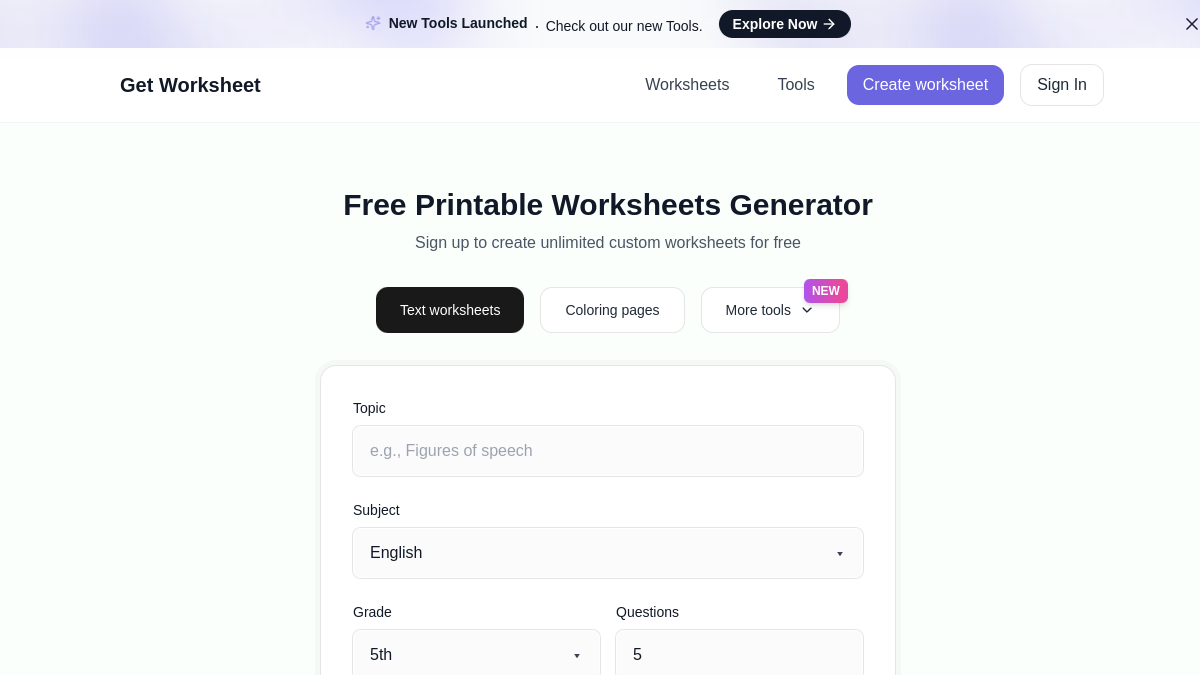 Get Work Sheets官网截图