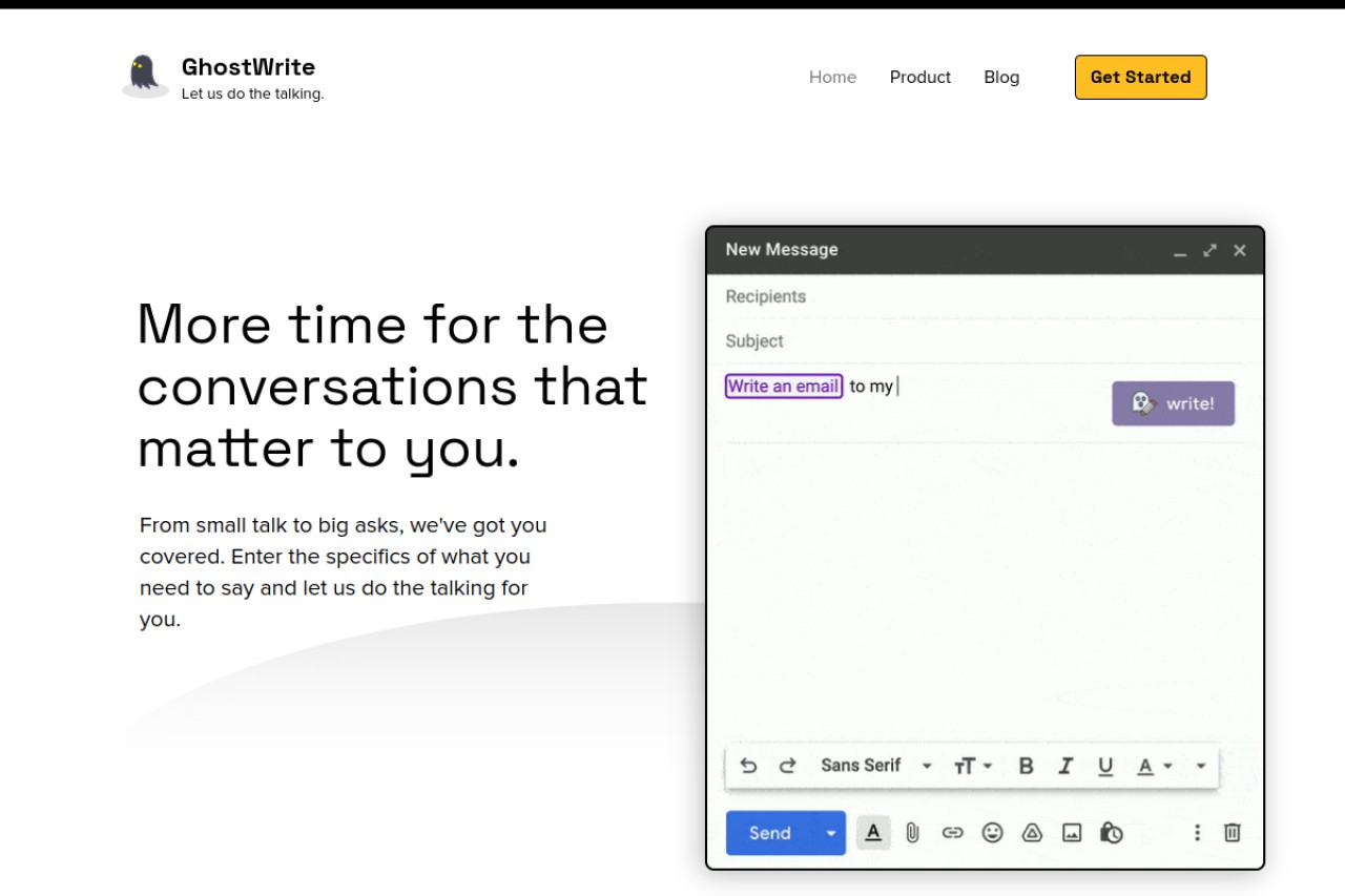 Ghostwrite: AI Email Writing Assistant官网截图