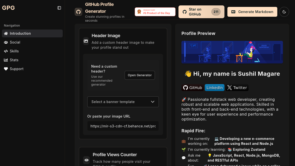 Github Profile Generator官网截图