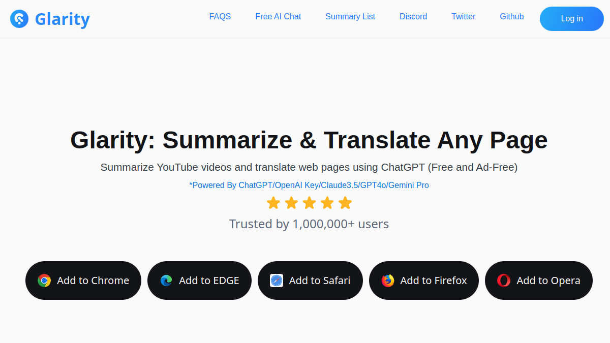 Glarity - Summarize Google and YouTube官网截图