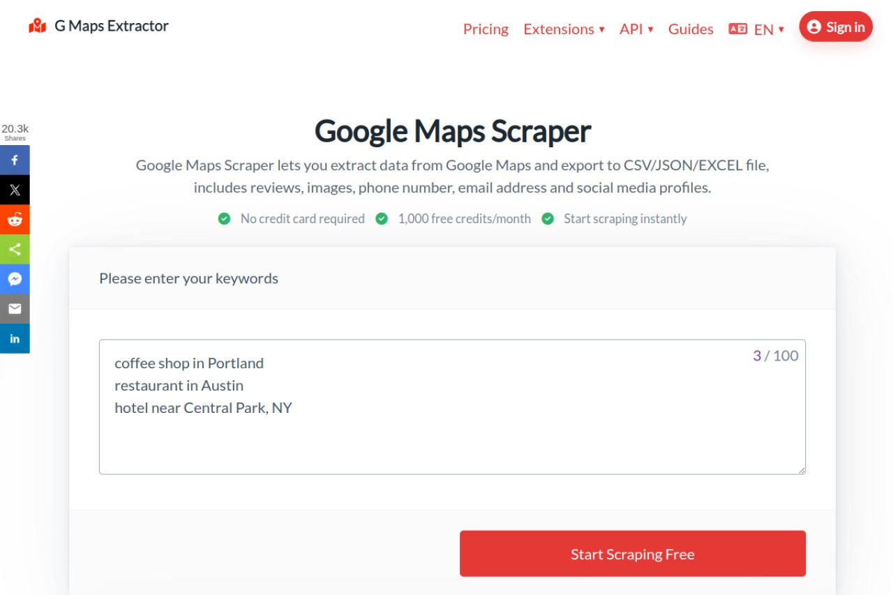 Google Maps Scraper官网截图