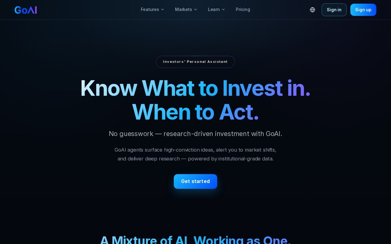 GoAI — Investing Analyst官网截图