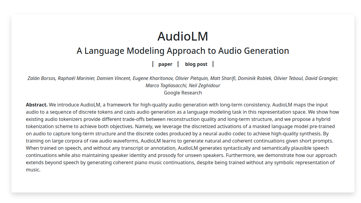 AudioLM官网截图