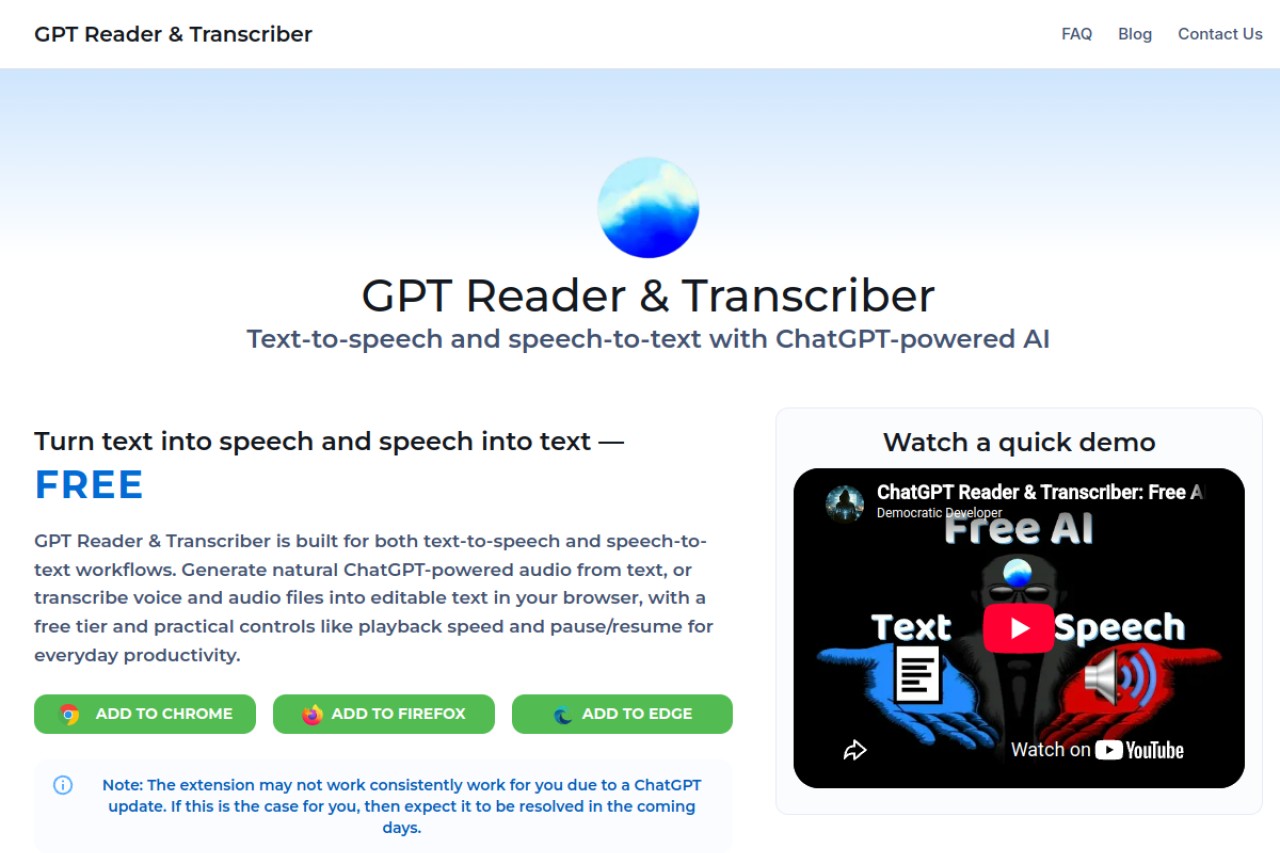 GPT Reader官网截图
