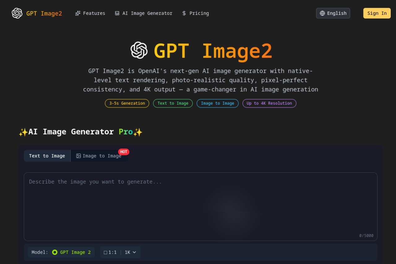 GPT Image 2官网截图
