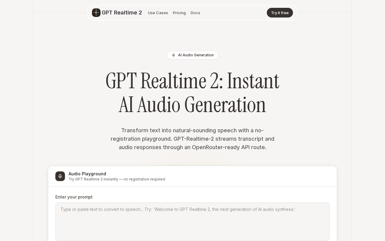 GPT Realtime 2官网截图