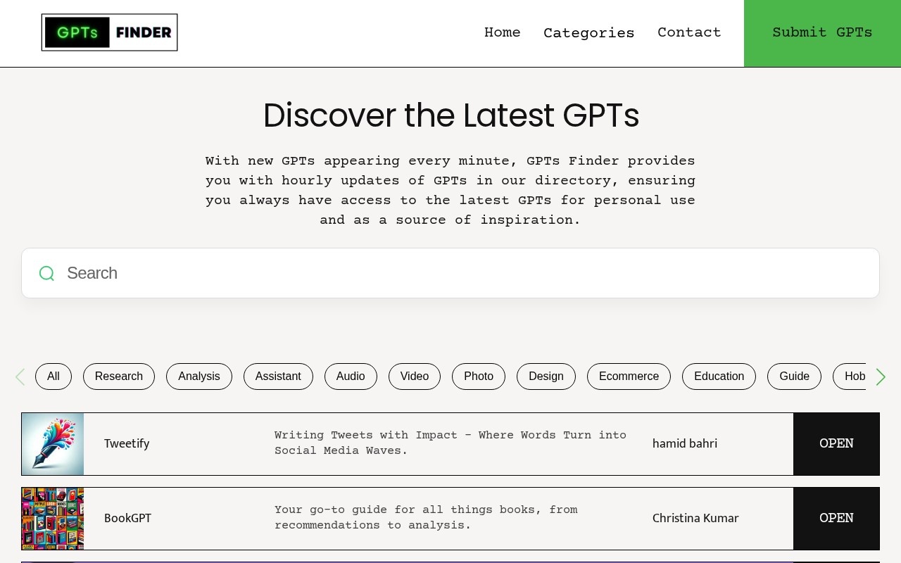 GPTs Finder官网截图
