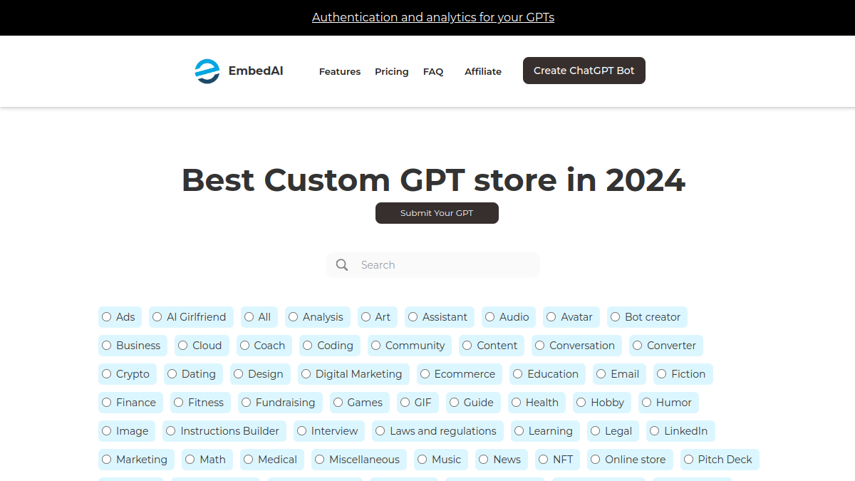 Custom GPT Store官网截图