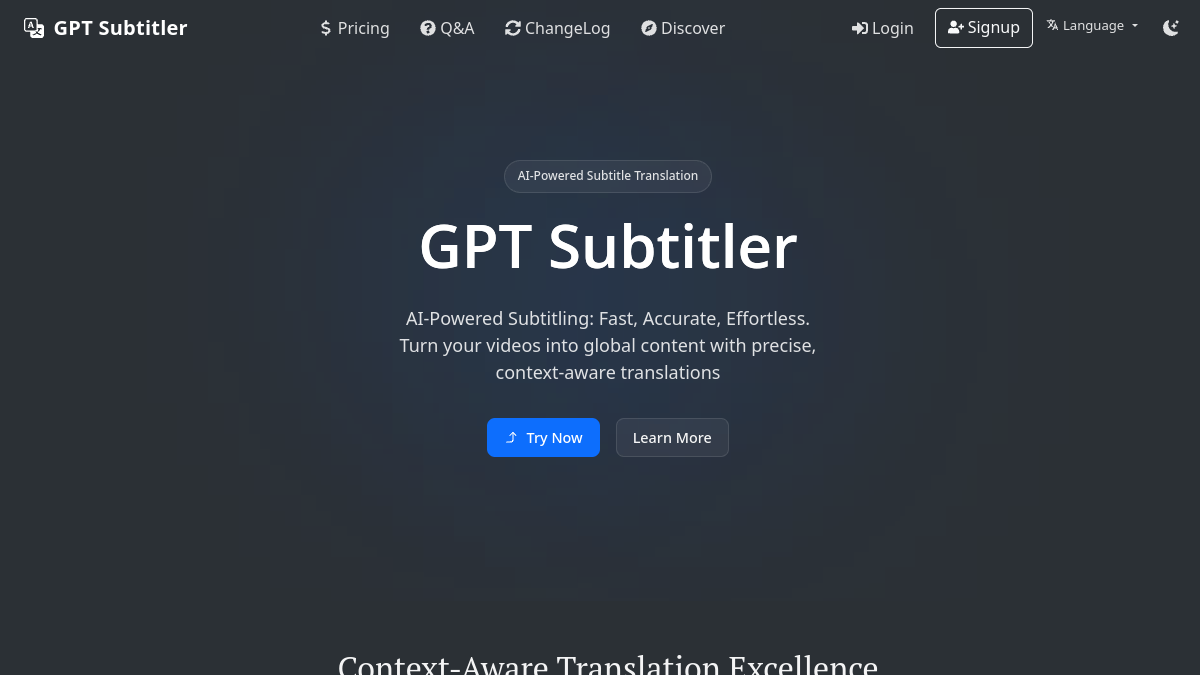 GPT Subtitler官网截图