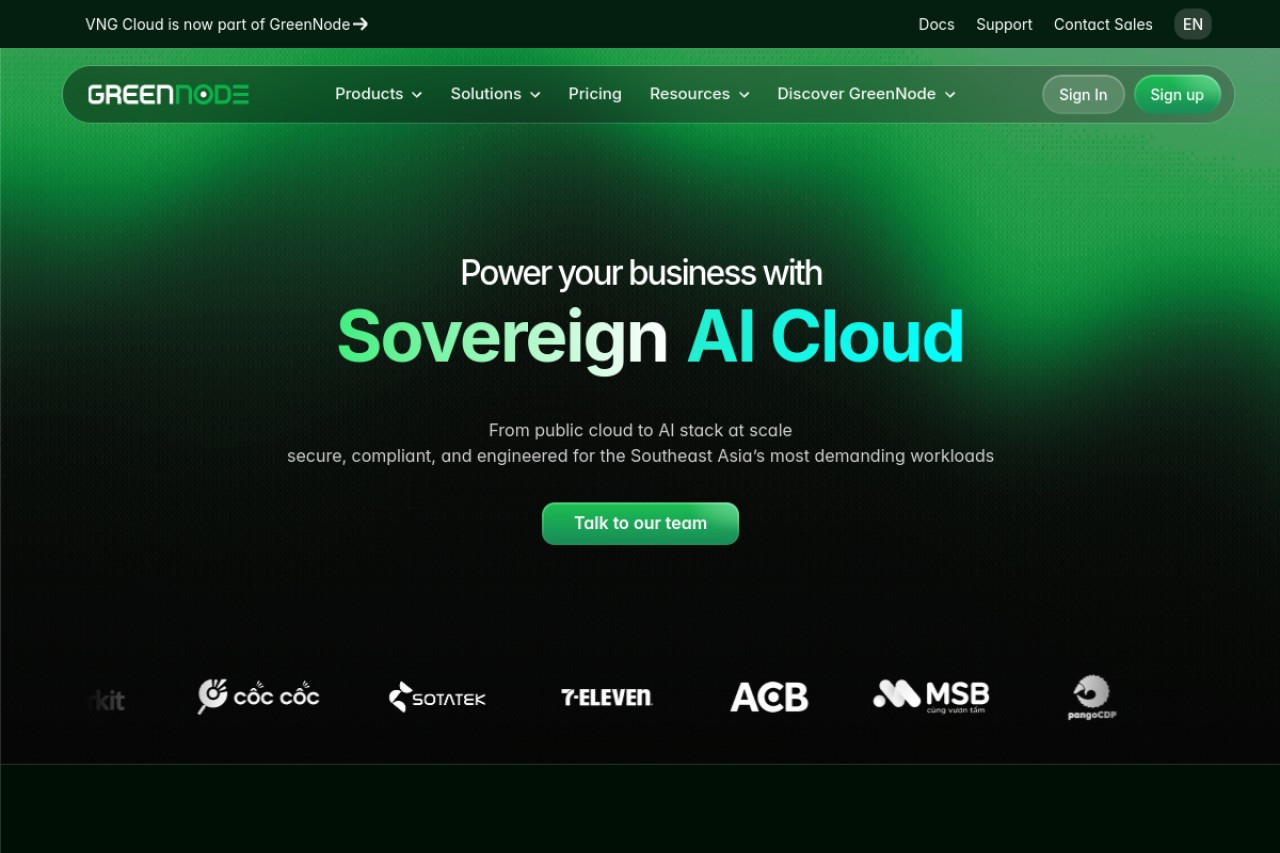 GreenNode官网截图