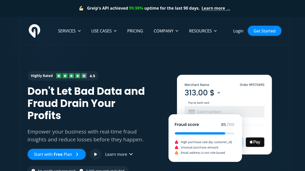 Greip: Fraud Prevention官网截图