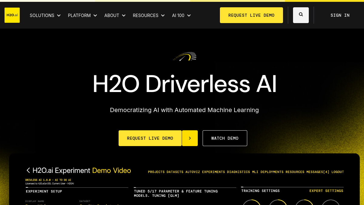 H2O Driverless AI官网截图