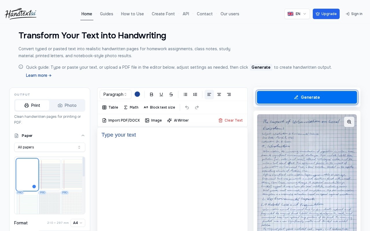 HandtextAI官网截图