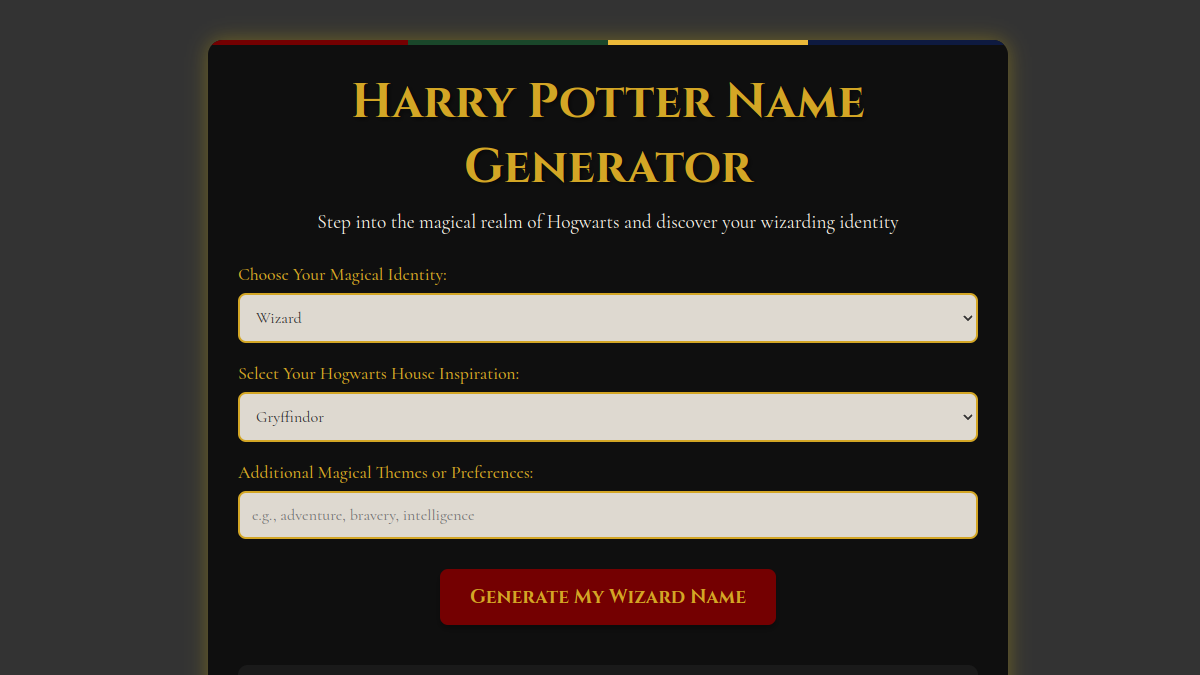 Harry Potter Name Generator官网截图