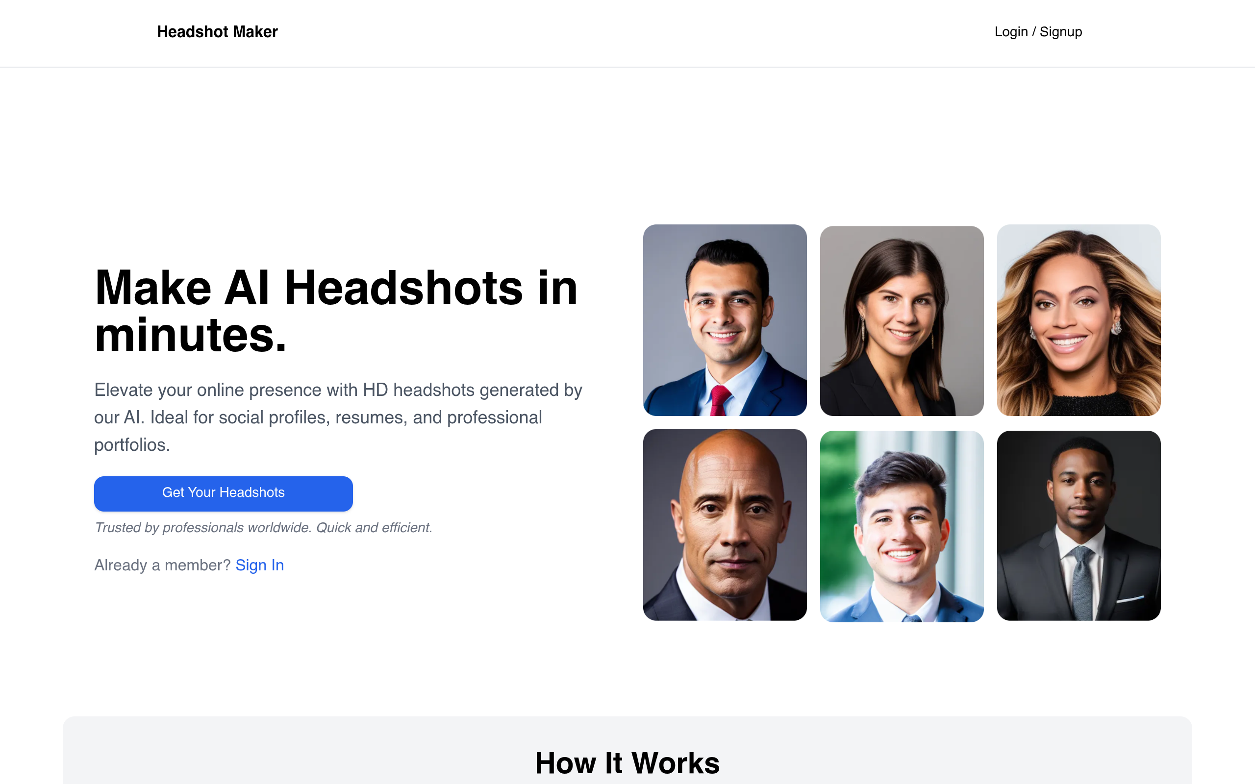 Headshots AI官网截图