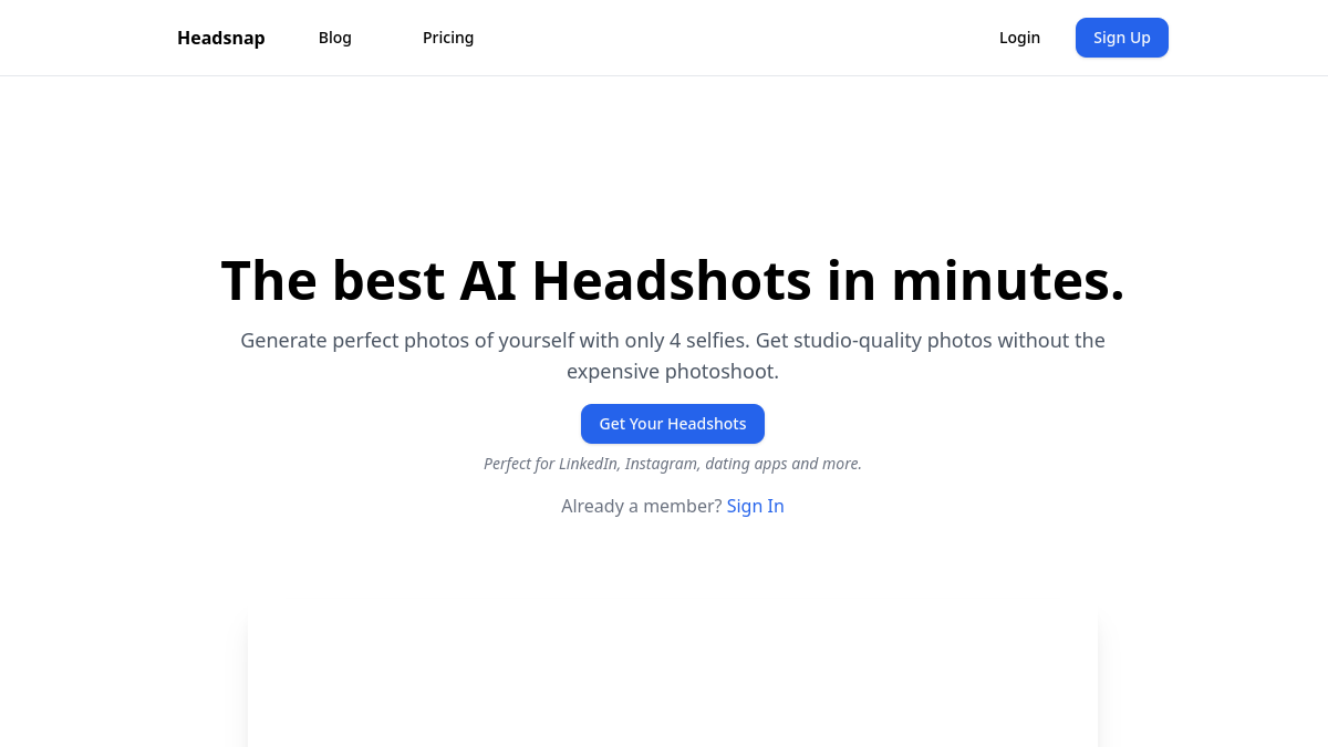 Headsnap官网截图