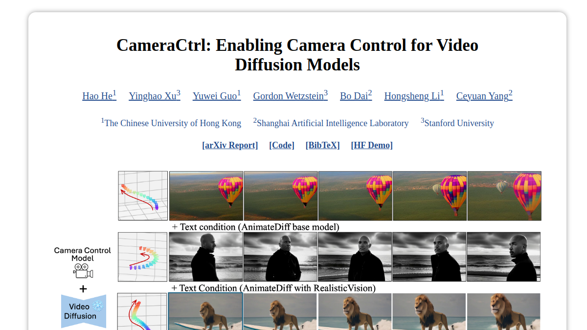 CameraCtrl官网截图